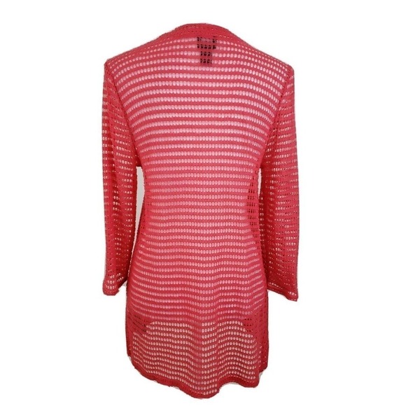 Travelers Collection By Chico's ~Woman Size 1~Orange Lurex Open Cardigan Sweater - Picture 7 of 12